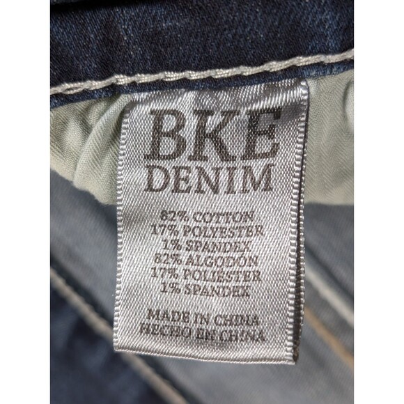 BKE Seth Straight Leg Jeans Mens 44x30 Blue Distressed Denim Buckle Casual - Picture 8 of 12